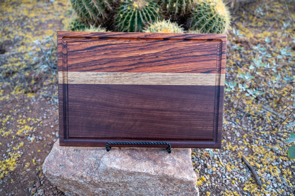 Zebrawood, Black Limba & Walnut Cutting Board