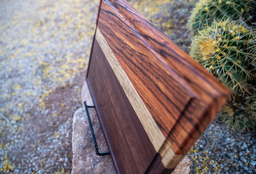 Zebrawood, Black Limba & Walnut Cutting Board